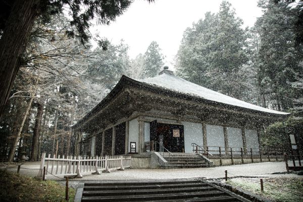 Chusonji Temple konjikido in winter