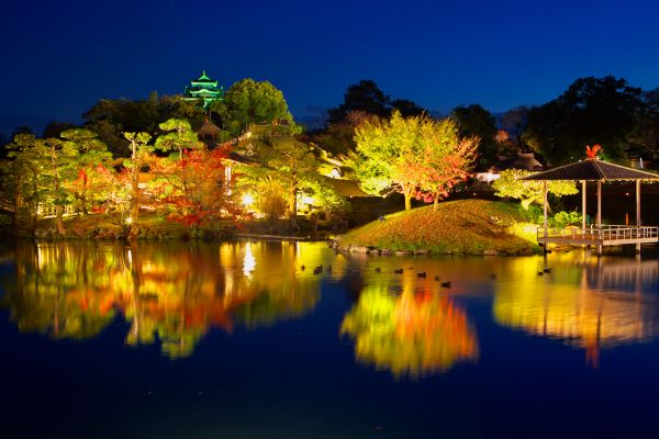Okayama-Castle-Kourakuen-Night-Time-Light-Up