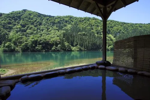 Open-Air Onsen at Hayato Onsen Tsuru no Yu Mishima Fukushima Japan