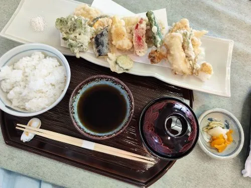 Vegan Tempura Set at Yamaichi Bekkan Miyajima Japan