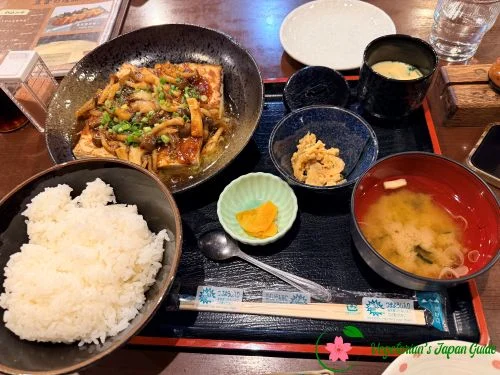 Tofu Steak Set at Momodori Ekimae Shokudo Morioka Iwate Japan